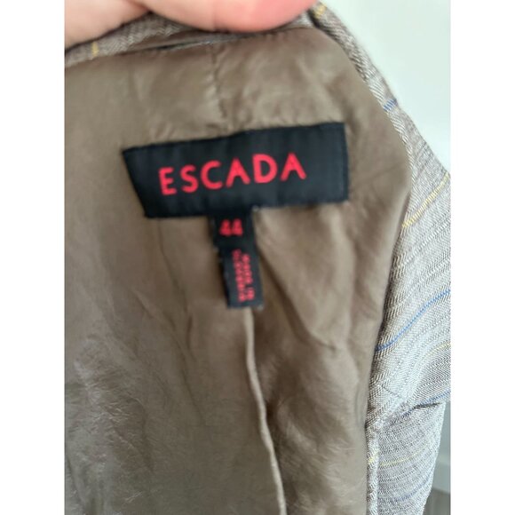 ESCADA Vintage Brown Patterned Wide Lapel Blazer Jacket Size 44 - Picture 9 of 9